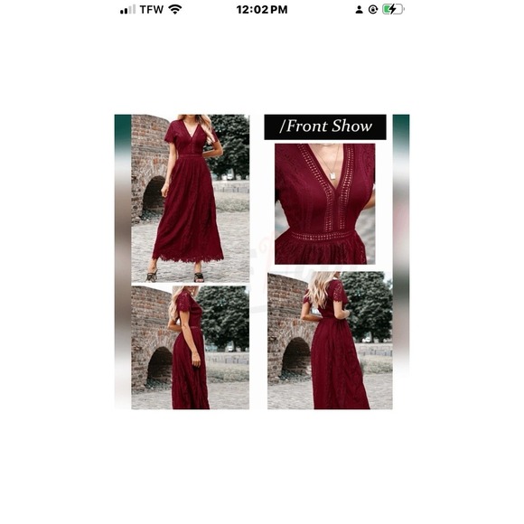 NWT Blencot  Maxi Dress Red Maroon‎ Lace Sz Small boho prairie cottagecore - Picture 3 of 14